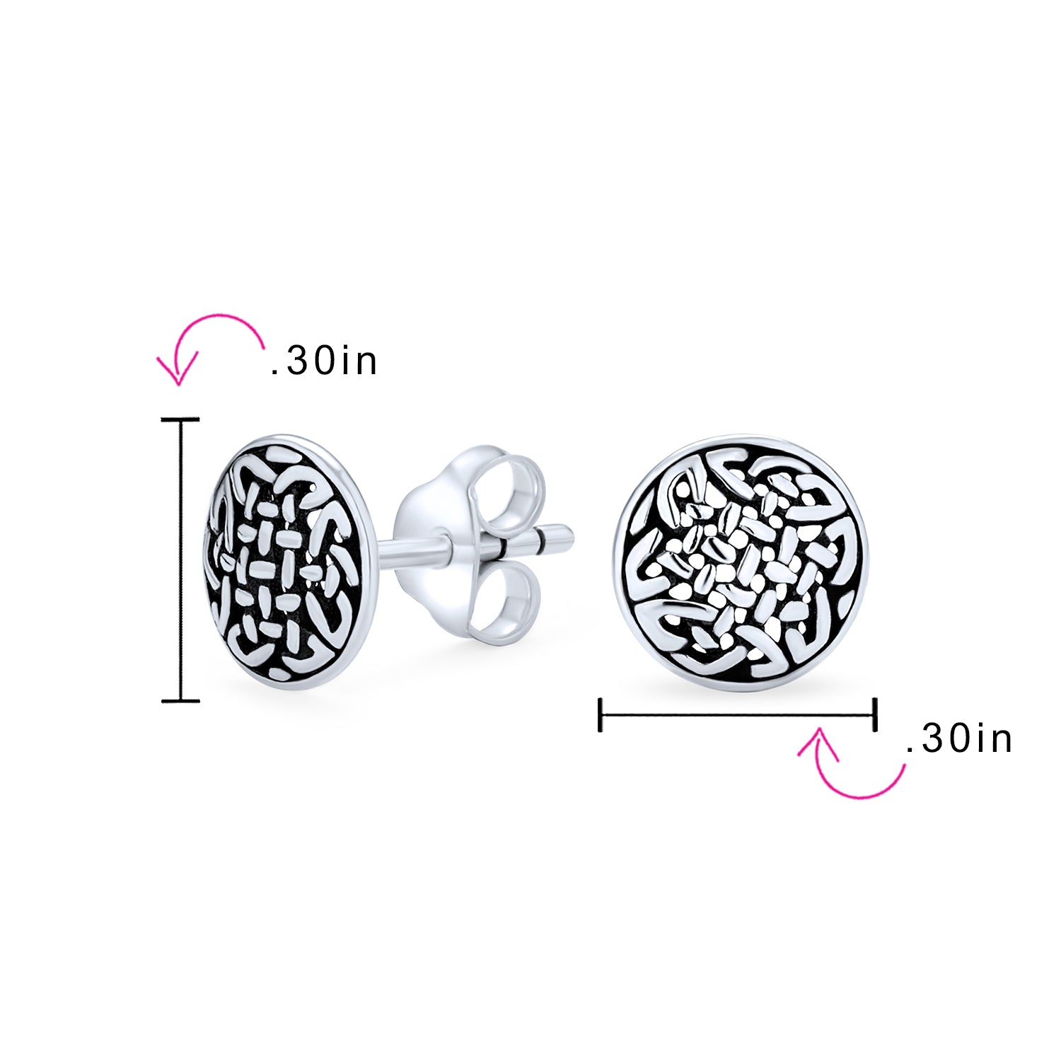Viking Celtic Knot Stud Earrings in Oxidized Sterling Silver