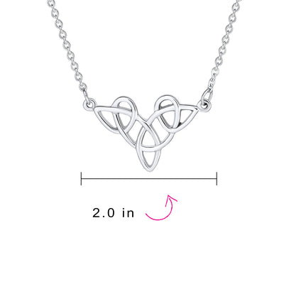 Good Luck Heart Trinity Irish Love Knot Collar Necklace Sterling Silver Medium