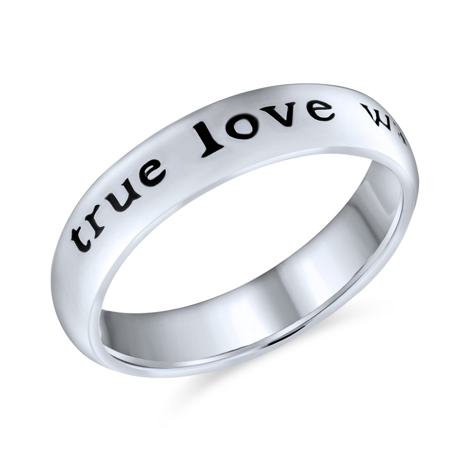 Mantra True Love Waits Purity Promise Silver Ring Band Sterling Bling Jewelry