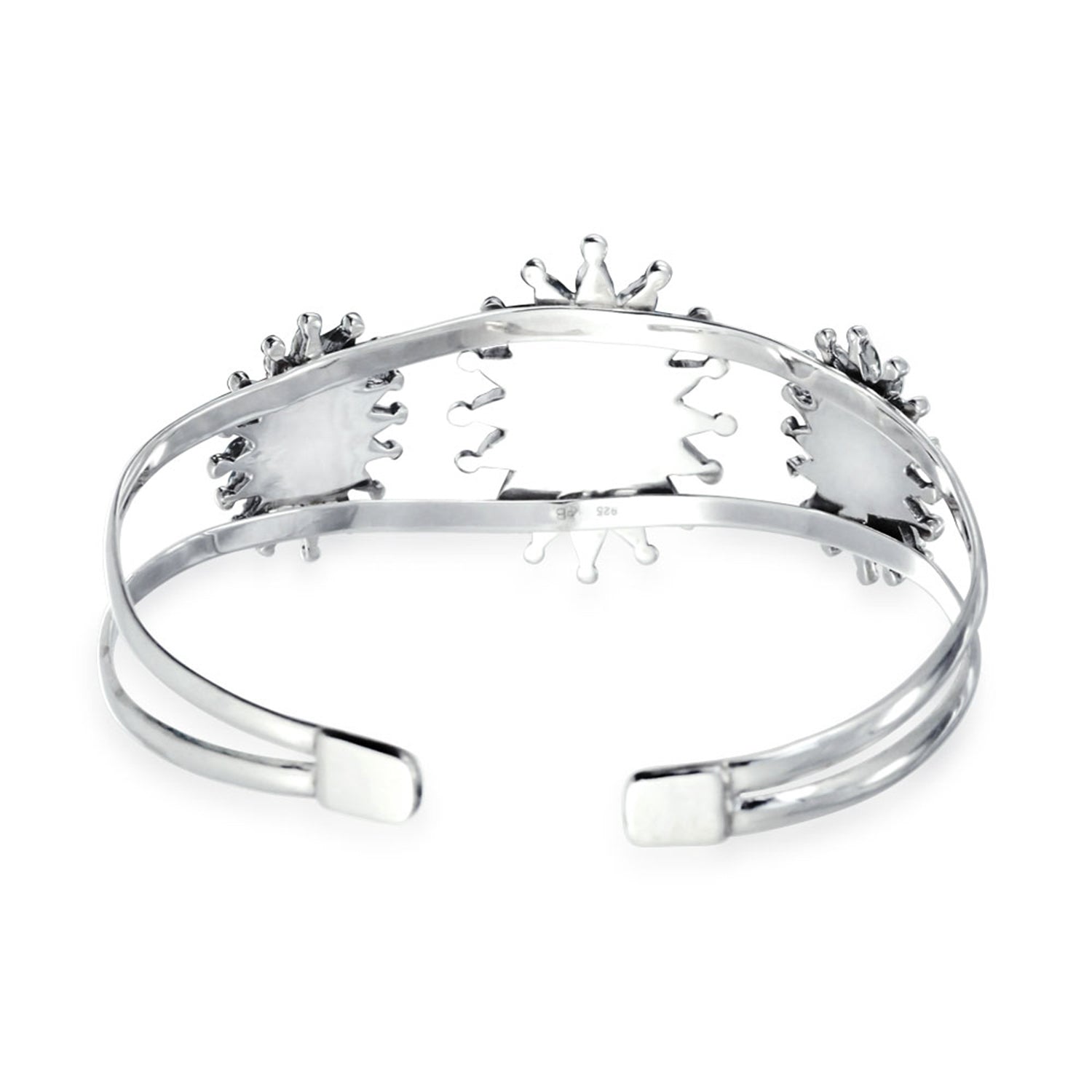 Native American Style Red Blue Turquoise Flower Blossom Statement Cuff Bracelet .925 Sterling Silver
