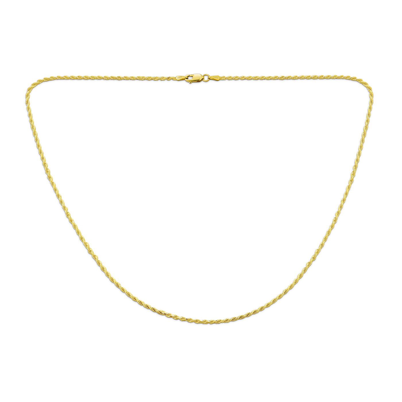 Unisex 14K Gold Twist Cable Rope Chain Necklace Nickel-Free 2MM Multiple Lengths