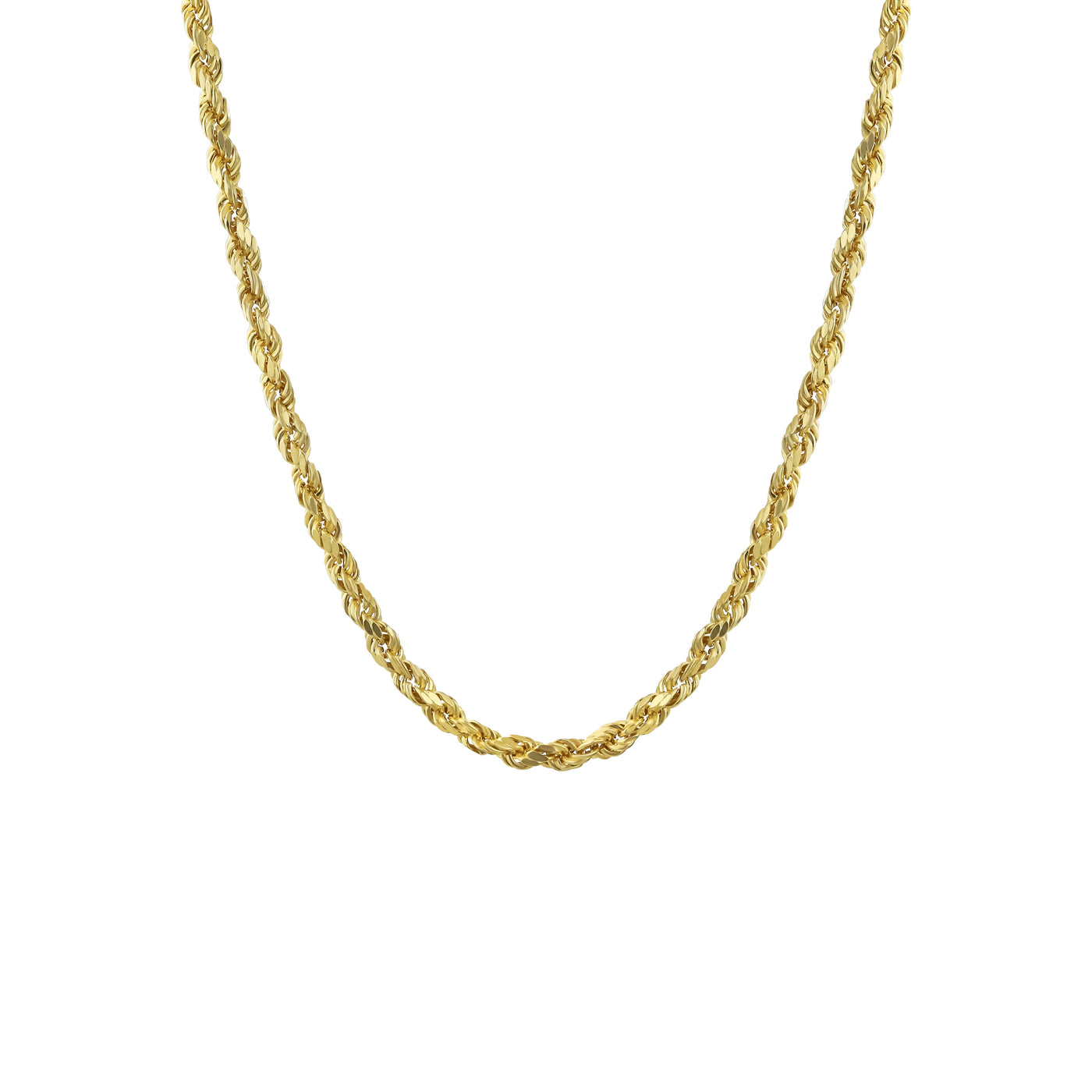 Unisex 14K Gold Twist Cable Rope Chain Necklace Nickel-Free 2MM Multiple Lengths