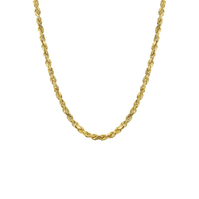 Unisex 14K Gold Twist Cable Rope Chain Necklace Nickel-Free 2MM Multiple Lengths