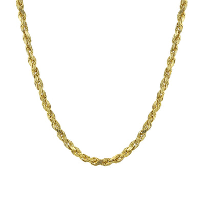 Unisex 10K Gold Twist Cable Rope Chain Necklace Nickel-Free 3MM Multiple Lengths