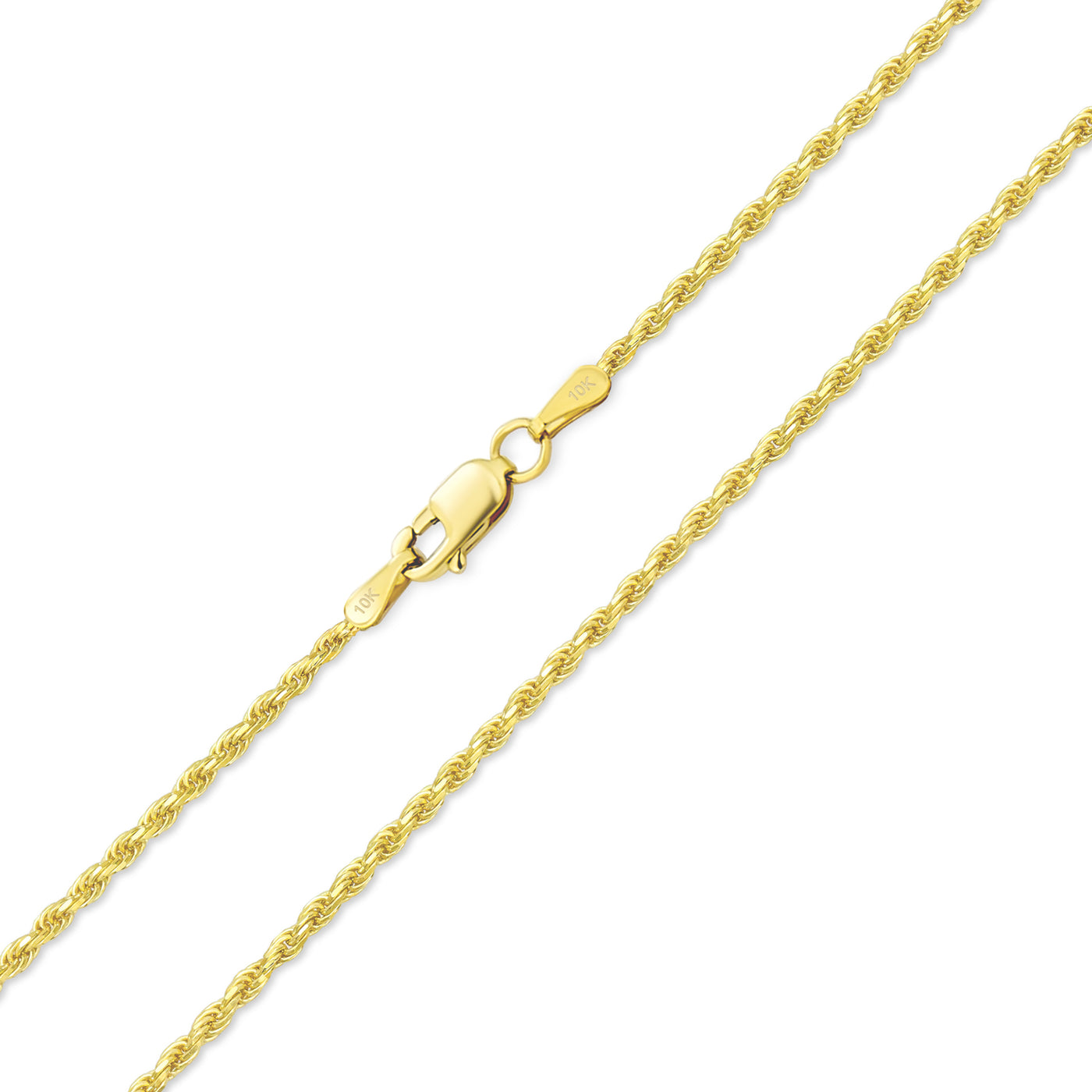 Unisex 10K Gold Twist Cable Rope Chain Necklace Nickel-Free 3MM Multiple Lengths