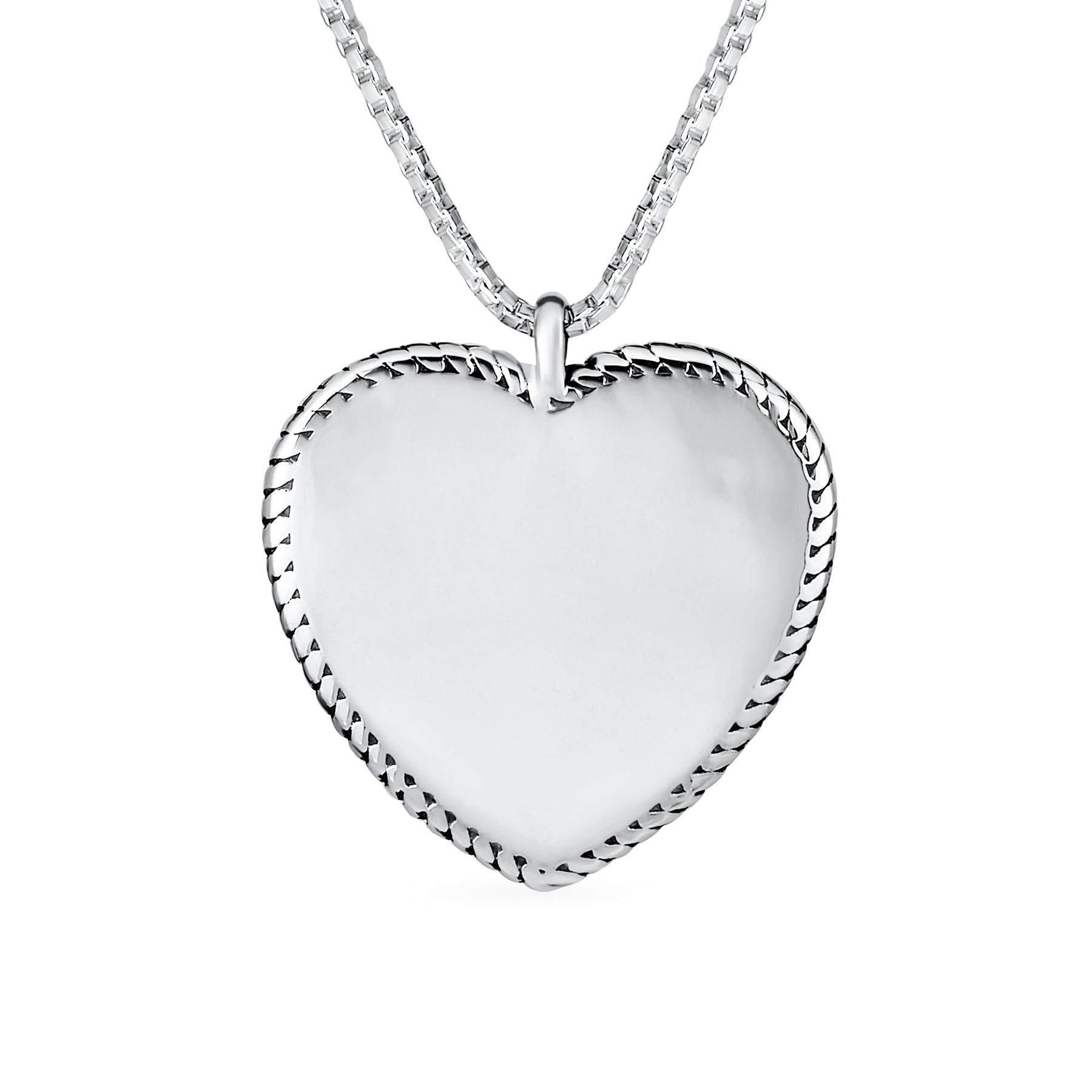 Romantic Double Hearts Pendant Necklace Framed Shape Oxidized .925 Sterling Silver Gift