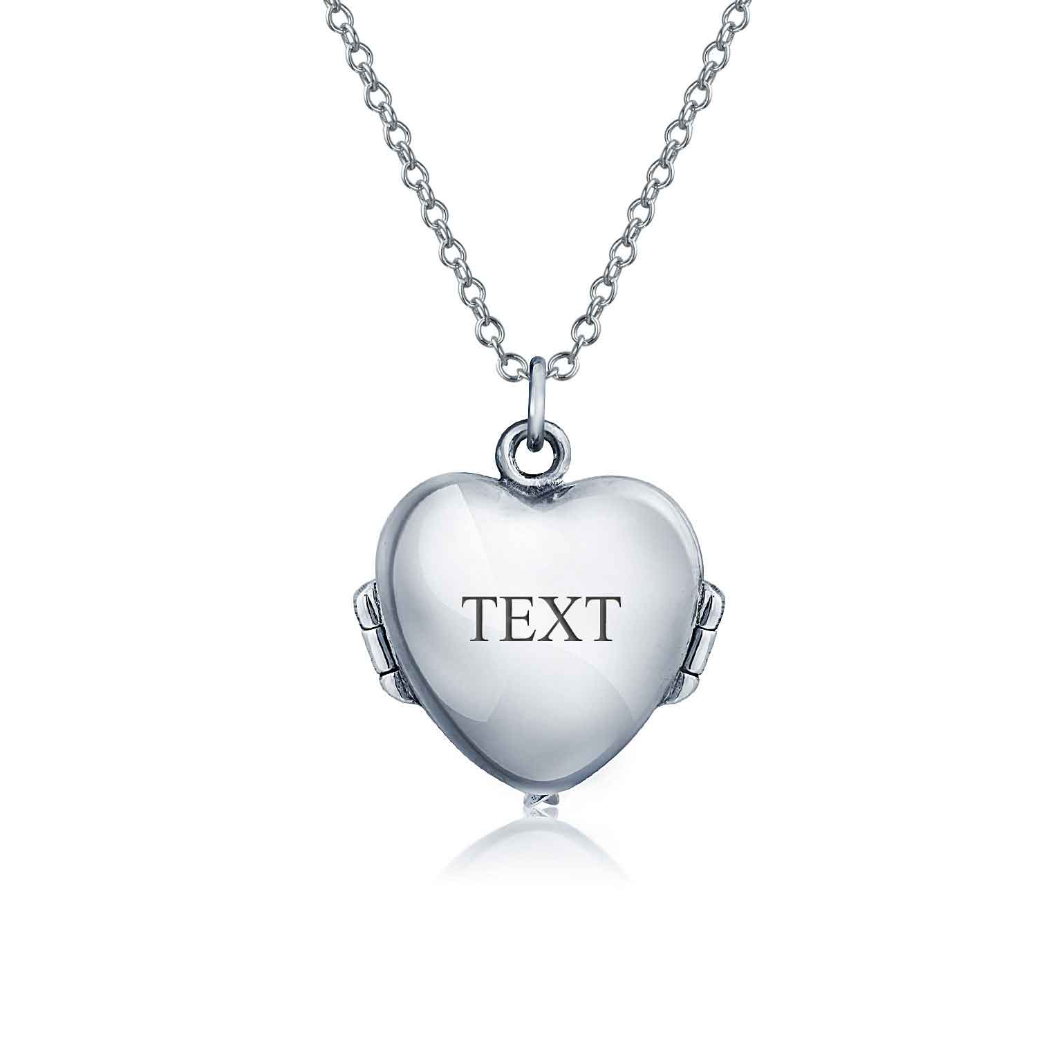 Guardian Angel Wing Heart Keepsake Locket Necklace for Teens Holds Photos Silver