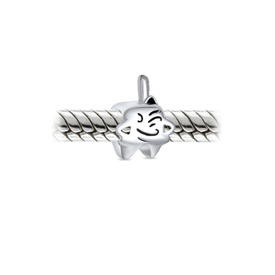 Set of 2 Smiling Tooth and Fairy Dentist Charm Bead Oxidized Sterling Silver