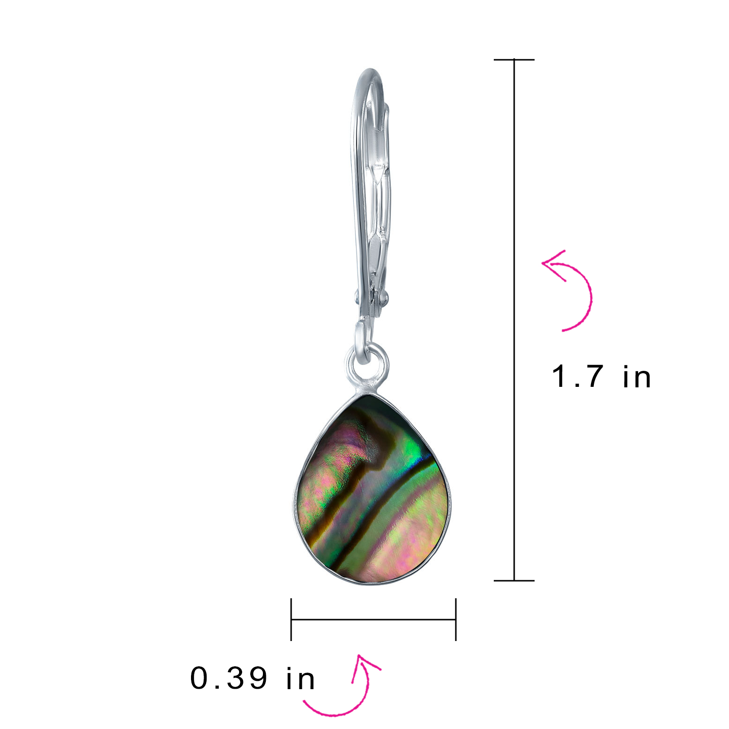 Geometric Iridescent Abalone Shell Teardrop Dangle Earrings Sterling Silver