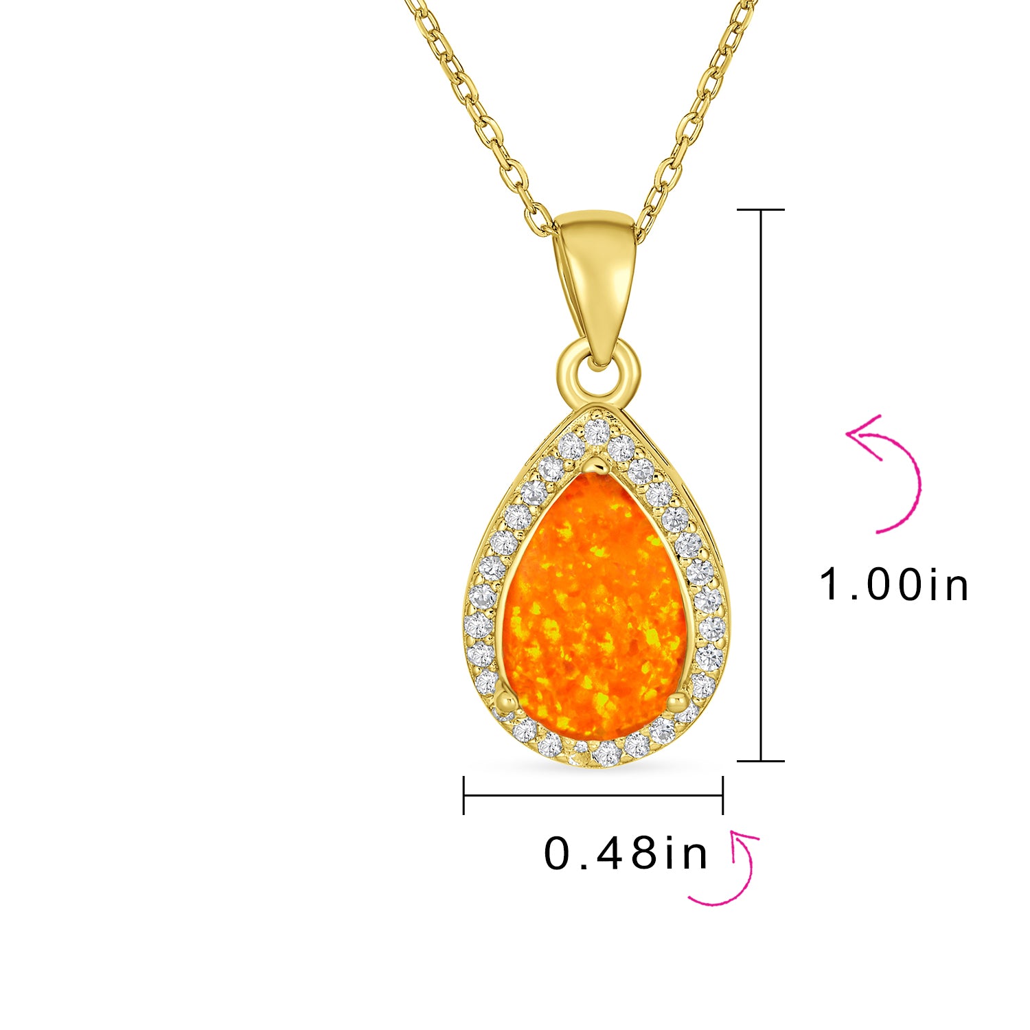 Bridal CZ Halo Solitaire Orange Opal Teardrop Pendant & Earrings Jewelry Set
